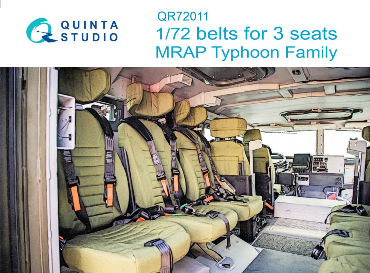 1:72 MRAP Typhoon Family belts, for 3 seats, 3D-Printed & coloured on decal paper (all kits)