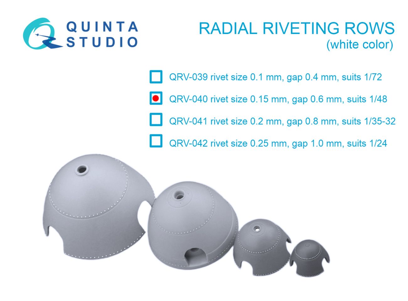 1:48 Radial riveting rows (rivet size 0.15 mm, gap 0.6 mm, suits 1/48), White color