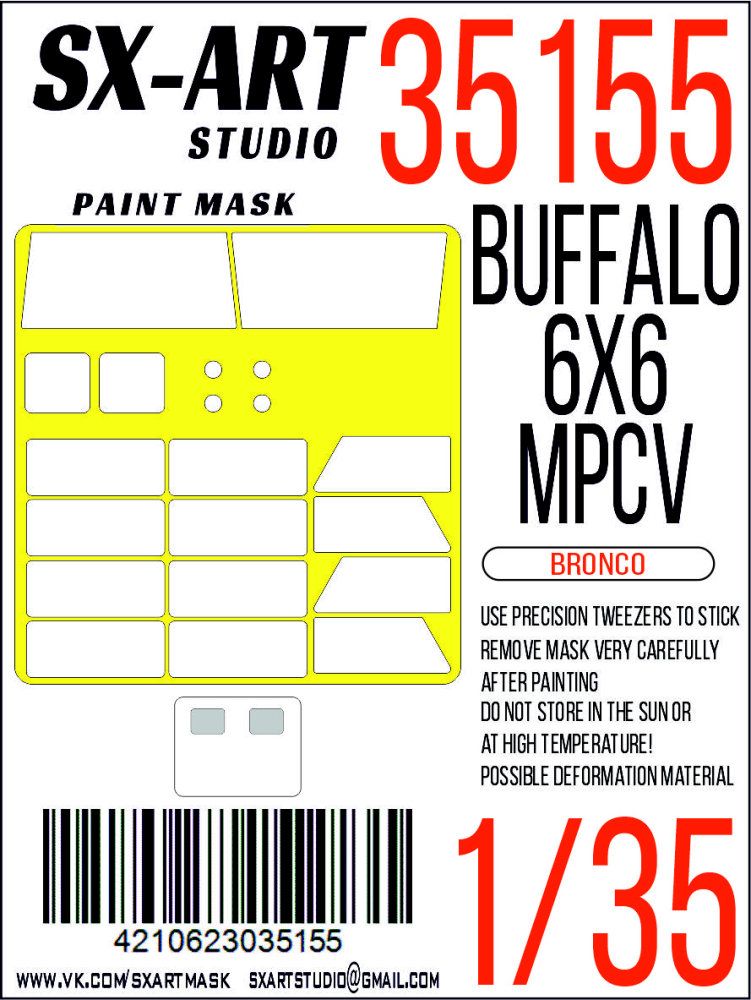 1:35 Paint mask Buffalo 6x6 MPCV (BRONCO)
