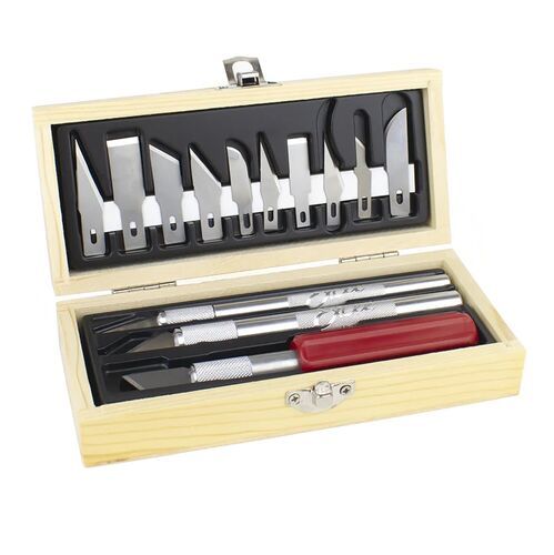 Craft Hobby Knife Set - Wooden Box