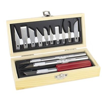 Craft Hobby Knife Set - Wooden Box