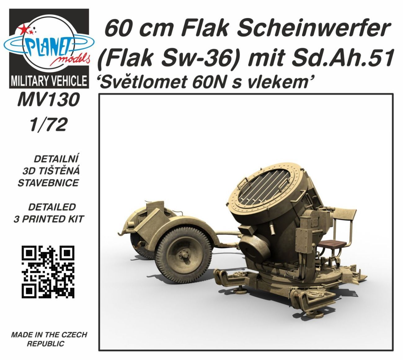 1:72 60 cm Flak Scheinwerfer (Flak Sw-36) mit Sd.Ah.51 / Světlomet 60N s vlekem