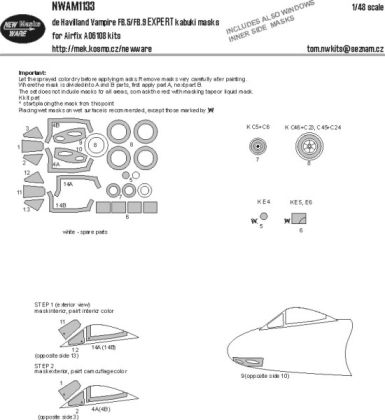1:48 de Havilland Vampire FB.5/FB.9 EXPERT kabuki masks