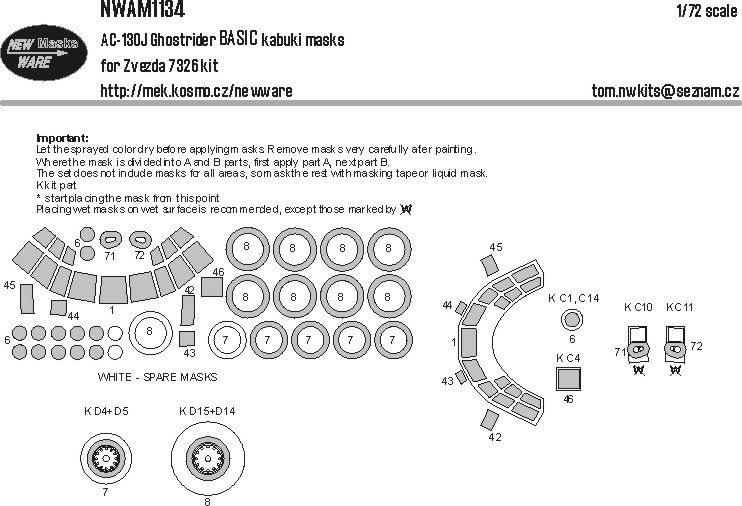 1:72 AC-130J Ghostrider BASIC kabuki masks