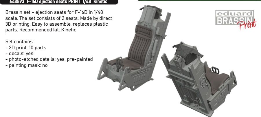 1:48 F-16D ejection seats 3D-printed