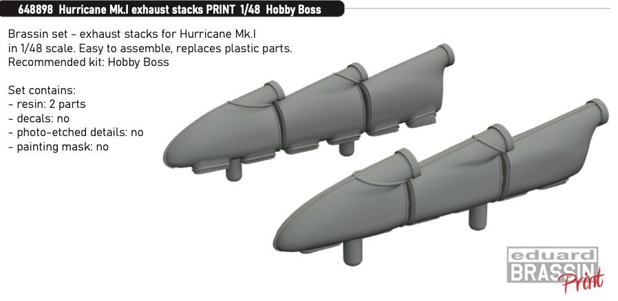 1:48 Hurricane Mk.I exhaust stacks 3D-printed