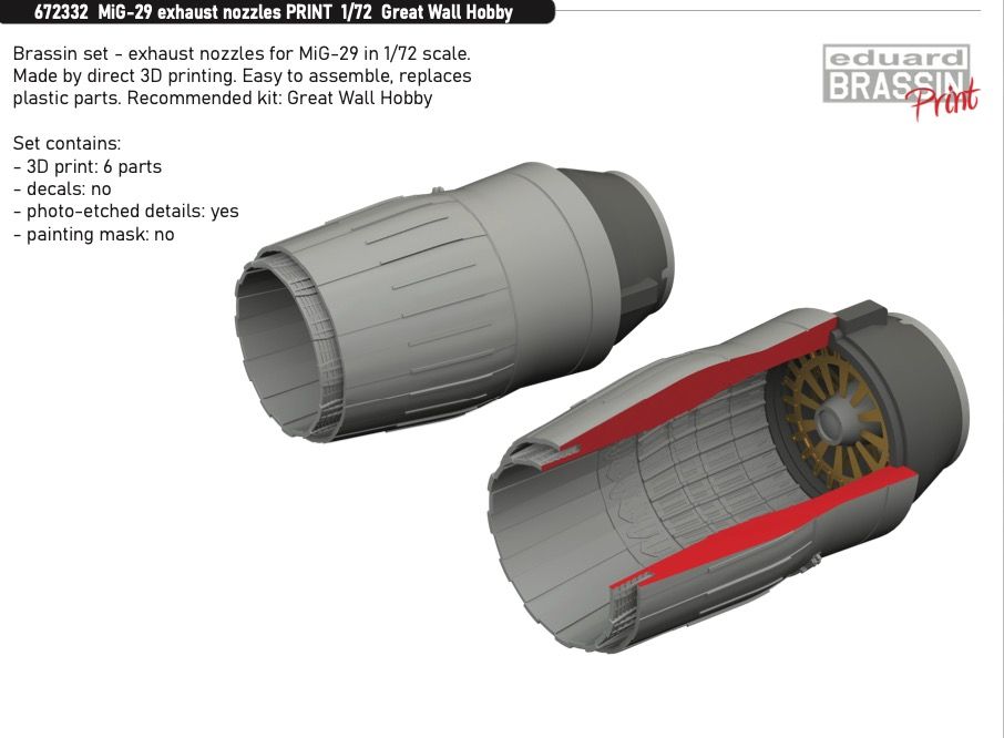 1:72 MiG-29 exhaust nozzles 3D-printed