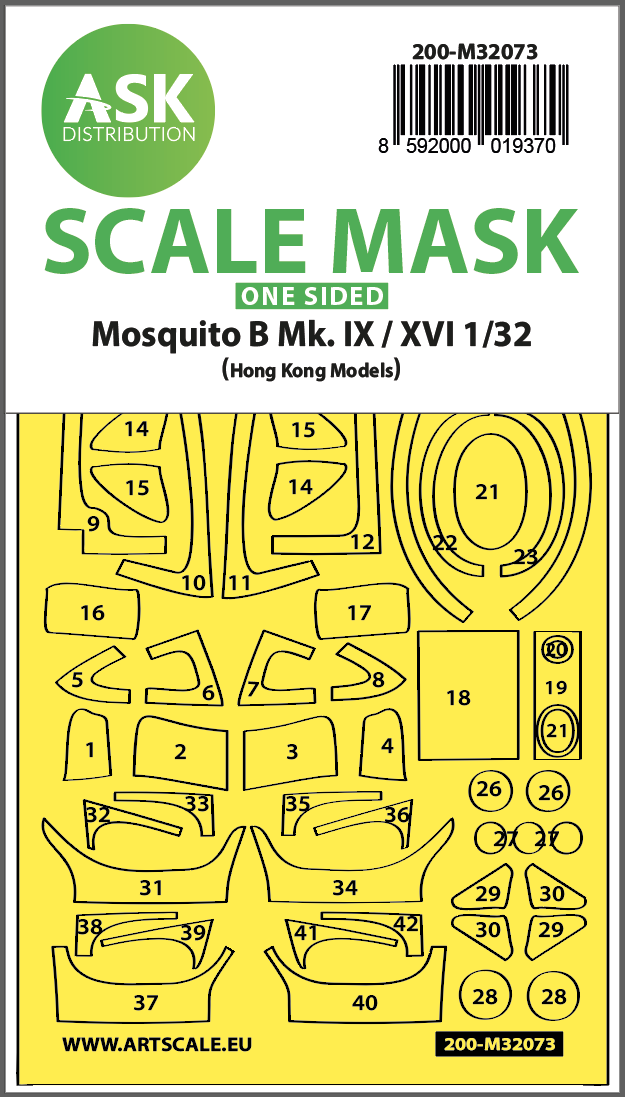 1:32 Mosquito B Mk.IX/XVI one-sided fit mask for Hong Kong Model