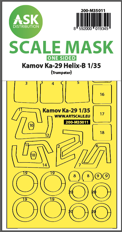 1:35 Kamov Ka-29 Helix-B one-sided painting mask forTrumpeter