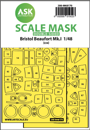 1:48 Bristol Beaufort Mk.I double-sided express fit mask for ICM