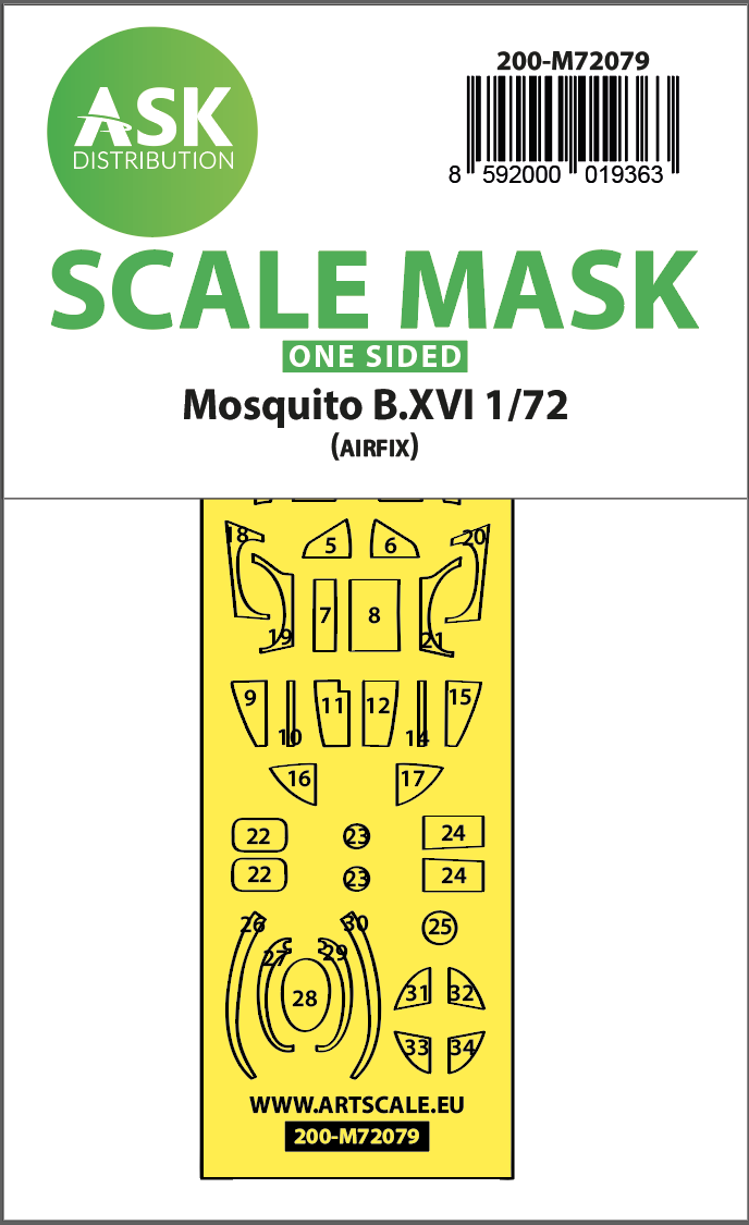 1:72 Mosquito B.XVI one-sided express fit mask for Airfix