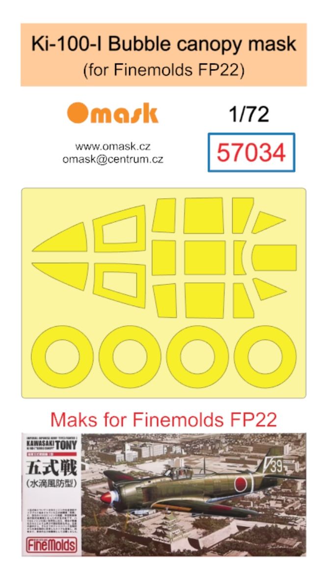 1:72 Ki-100-I Bubble canopy mask (for Finemolds FP22)