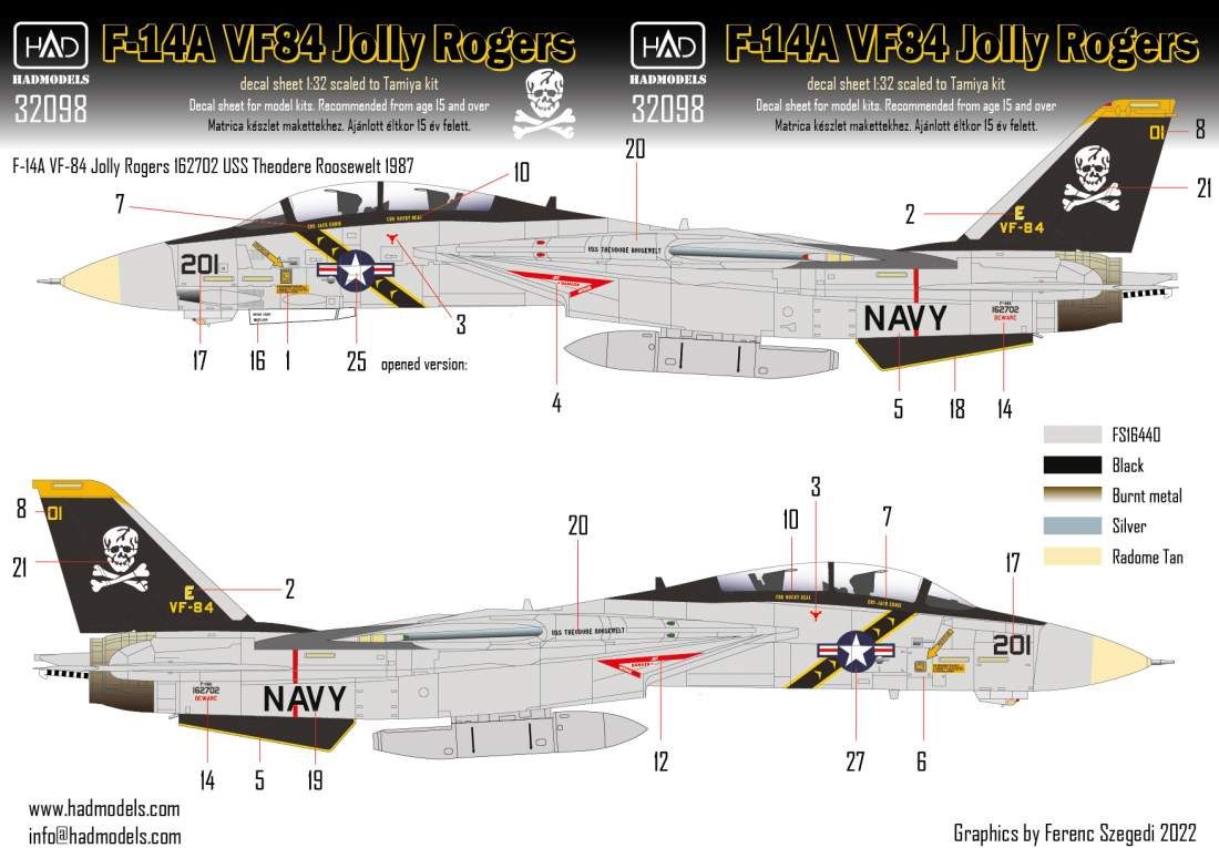 1:32 F-14A VF84 Jolly Rogers USS Theodore Roosevelt