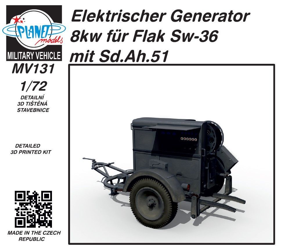 1:72 Elektrischer Generator 8kw für Flak Sw-36 mit Sd.Ah.51