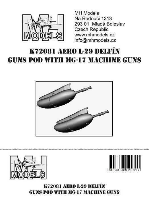 1:72 Aero L-29 Delfín guns pod with MG-17 machine guns.