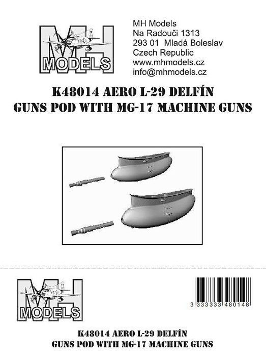 1:48 Aero L-29 Delfín guns pod with MG-17 machine guns.