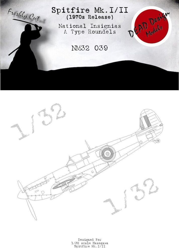 1:32 Spitfire Mk.I/II (1970s Release) - National Insignias A Type Roundels (Hasegawa)