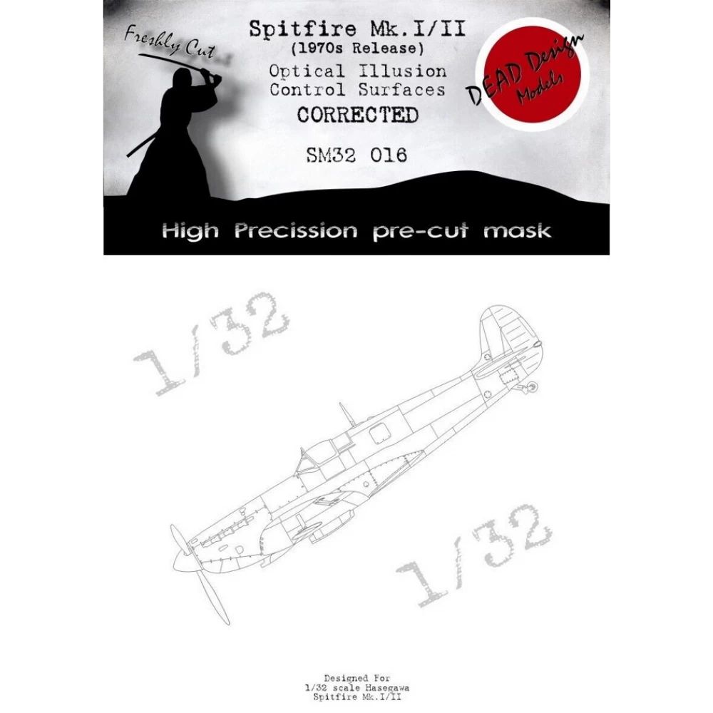 1:32 Spitfire Mk.I/II (1970s Release) Optical Illusion Control Surfaces CORRECTED (Hasegawa)
