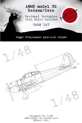 1:48 Mitsubishi A6M3 Zero m.32 National Insignia with white outline