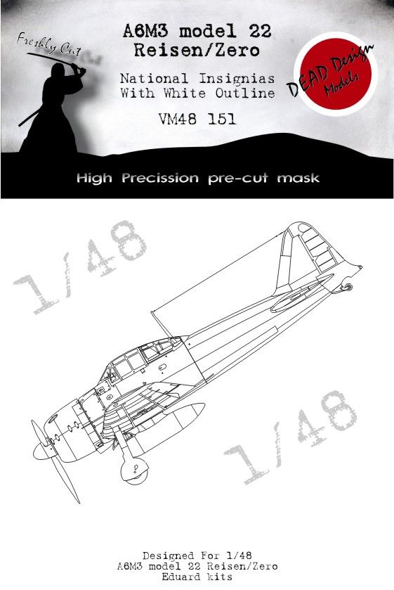 1:48 Mitsubishi A6M3 m.22 National Insignia w white outline