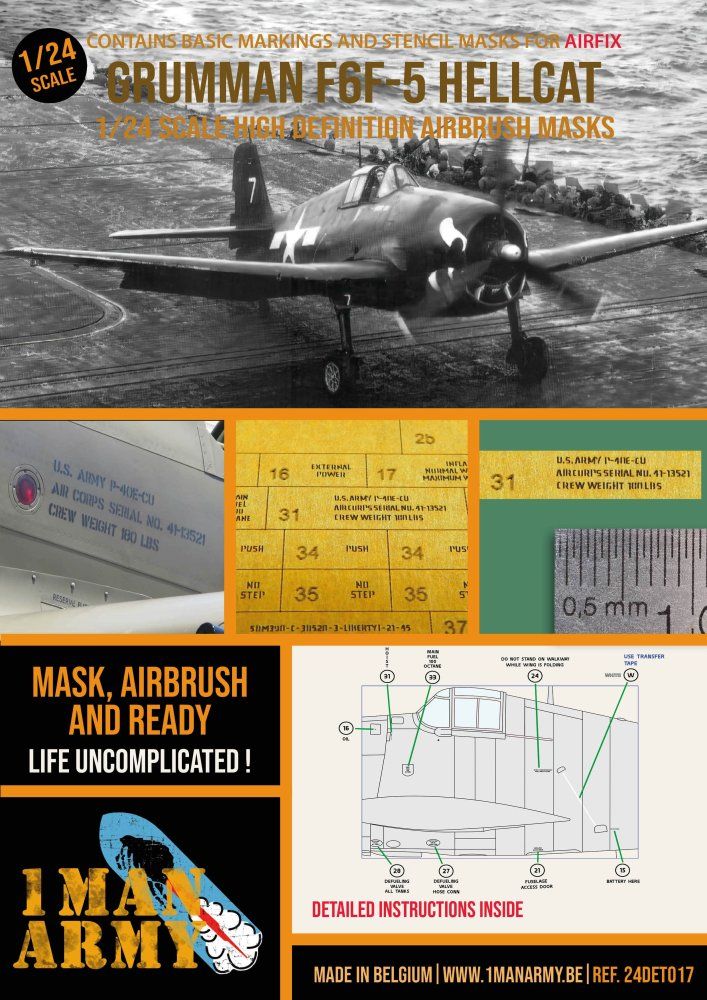 1:24 Grumman F6F-5 Hellcat Airbrush paint mask