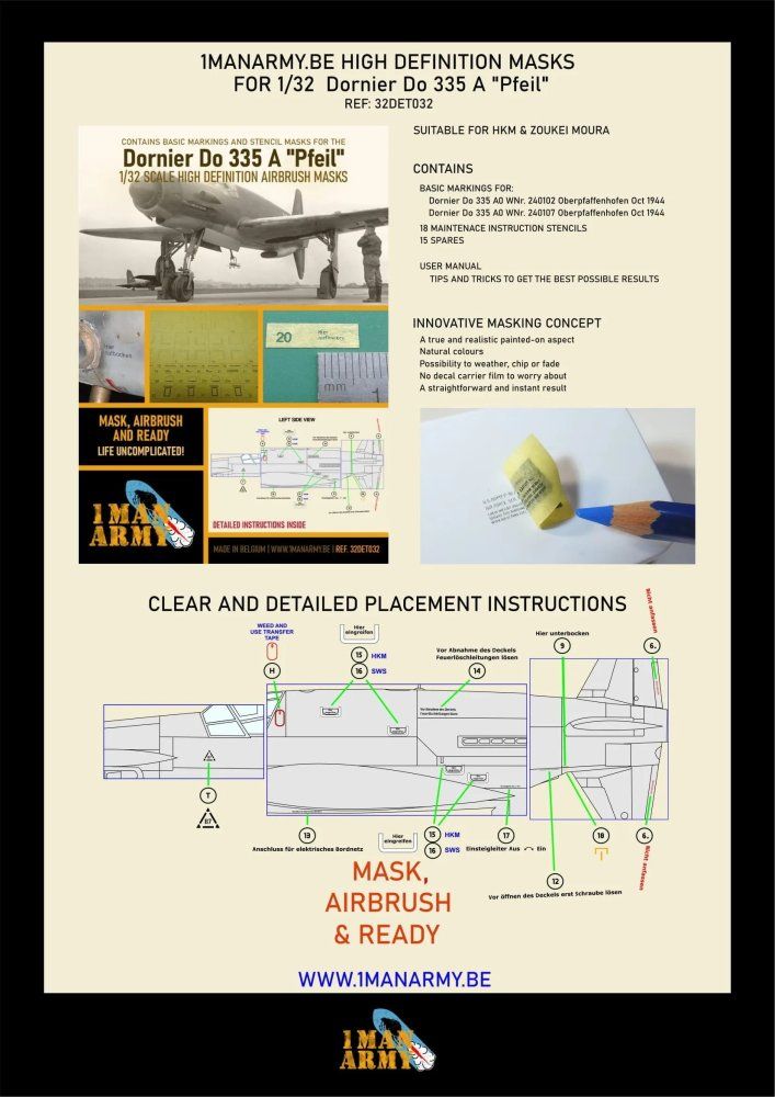 1:32 Dornier Do 335 A Pfeil Airbrush paint mask
