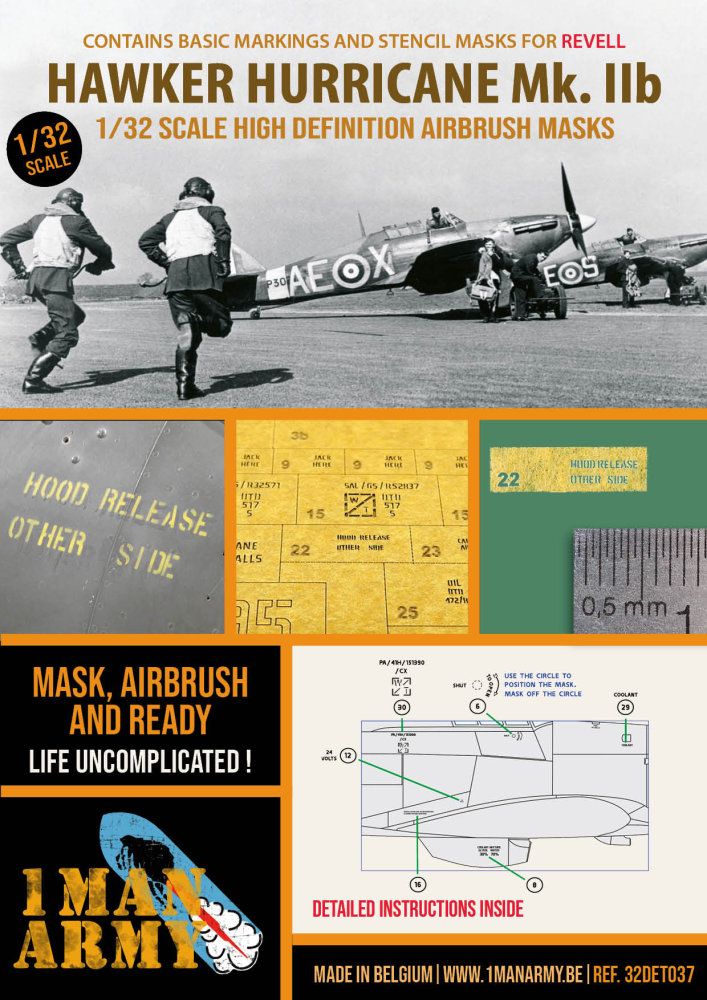 1:32 Hawker Hurricane Mk IIb Airbrush paint mask