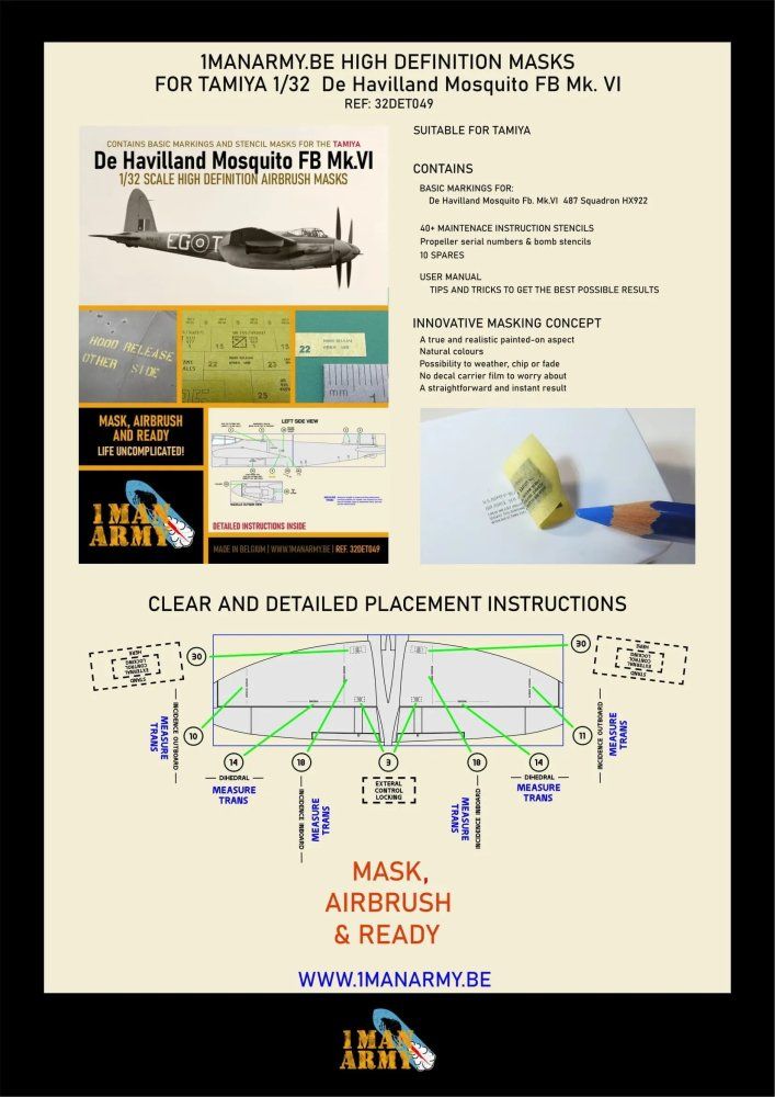 1:32 D.H. Mosquito FB Mk.VI Airbrush paint mask