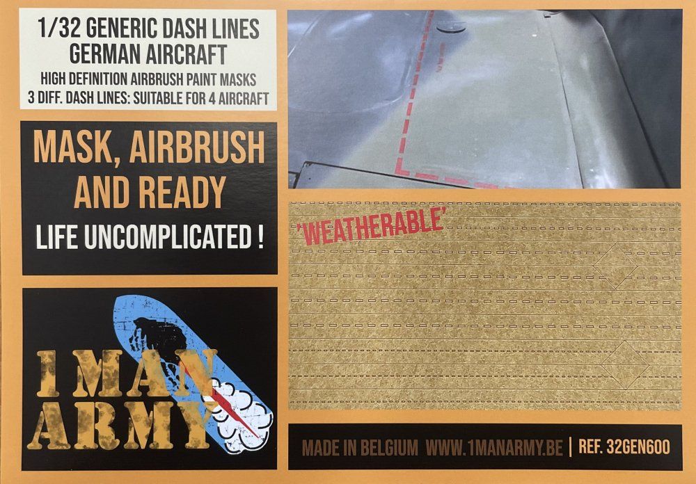 1:32 German Aircraft DASHED LINES Airbrush mask