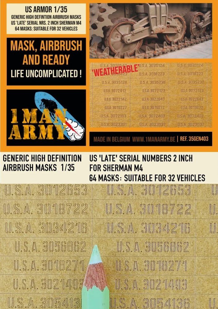 1:35 US late Serial Nrs.2 Sherman M4 Airbrush mask