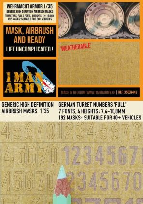 1:35 GERMAN Turret Numbers Full 1 Airbrush mask