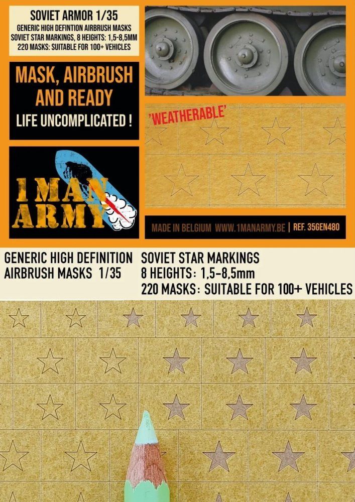 1:35 SOVIET Red Stars Full 8 heights Airbrush mask