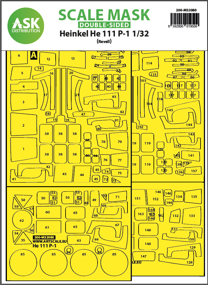 1:32 Heinkel He 111P-1 double-sided express fit mask for Revell