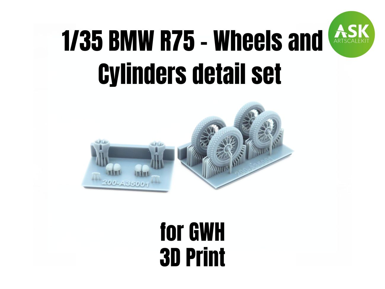 1:35 BMW R75 - Wheels and Cylinders detail set recommended for GWH