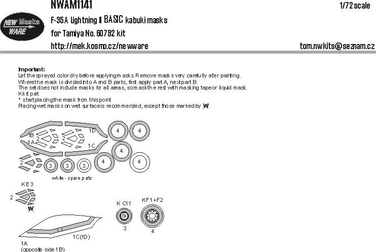 1:72 F-35A Lightning II BASIC kabuki masks