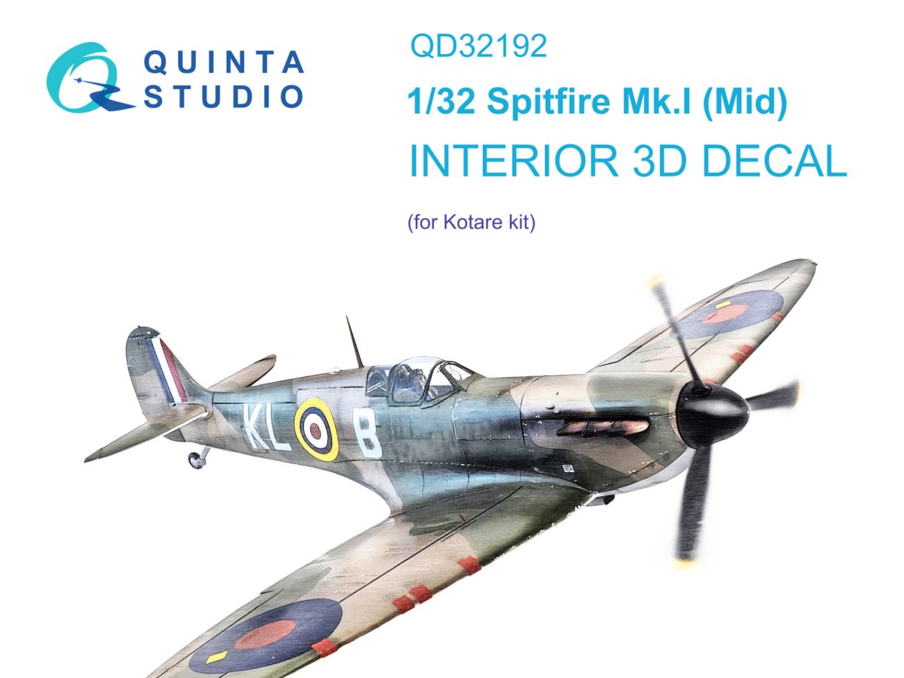 1:32 Spitfire Mk.Ia (Mid) 3D-Printed & coloured Interior on decal paper