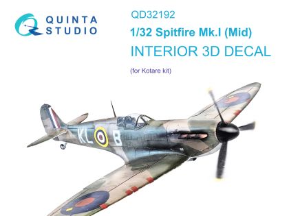 1:32 Spitfire Mk.Ia (Mid) 3D-Printed & coloured Interior on decal paper