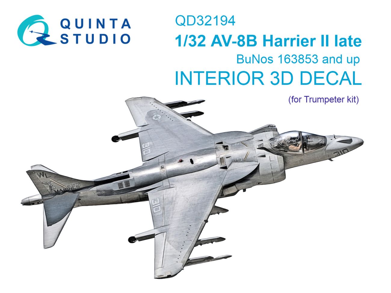 1:32 AV-8B Harrier II late 3D-Printed & coloured Interior on decal paper