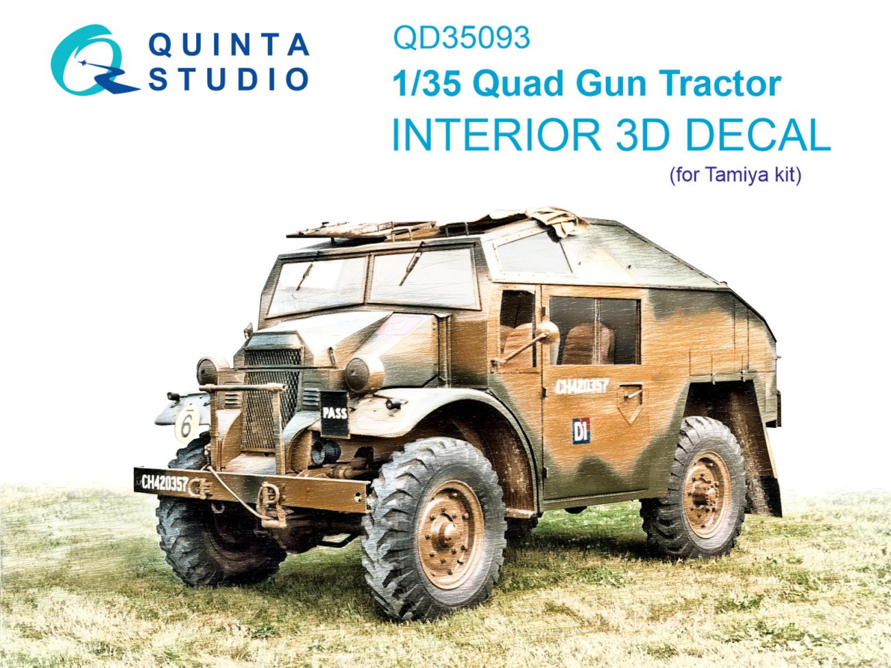 1:35 Quad Gun Tractor 3D-Printed & coloured Interior on decal paper