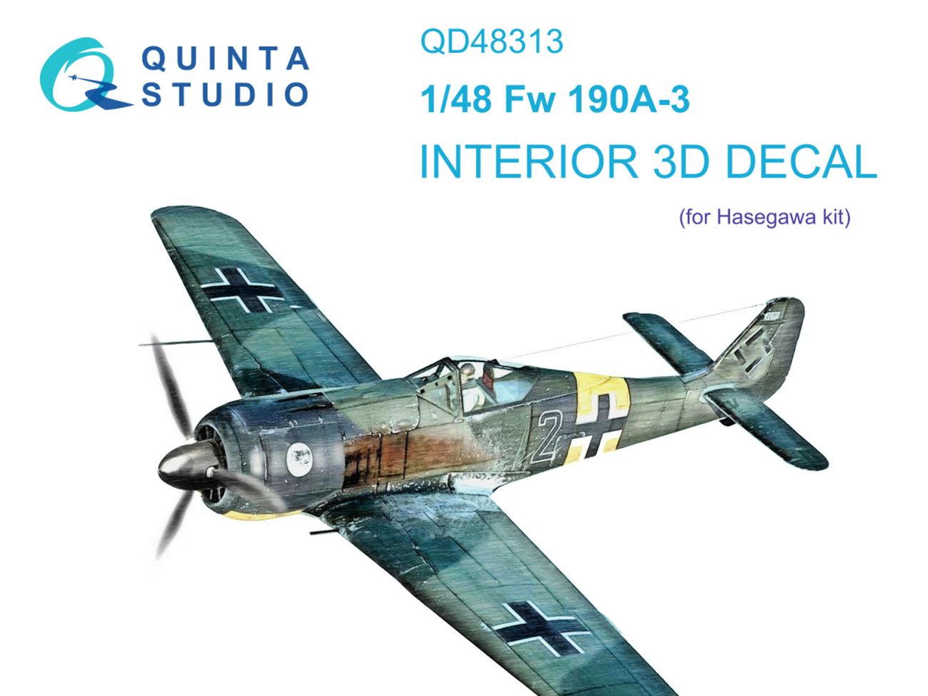 1:48 Fw-190A-3 3D-Printed & coloured Interior on decal paper
