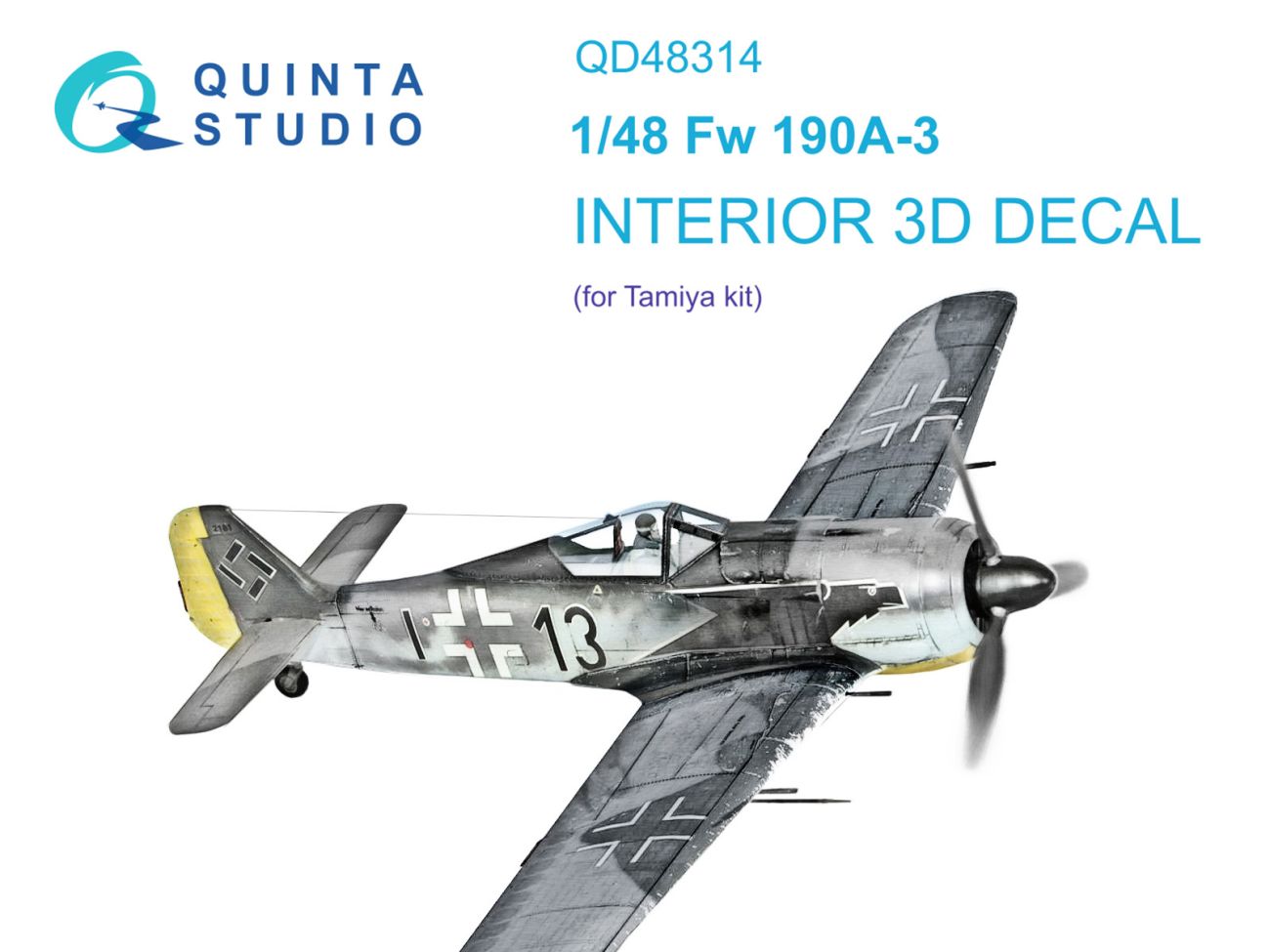 1:48 Fw-190A-3 3D-Printed & coloured Interior on decal paper
