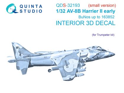 1:32 AV-8B Harrier II early 3D-Printed & coloured Interior on decal paper