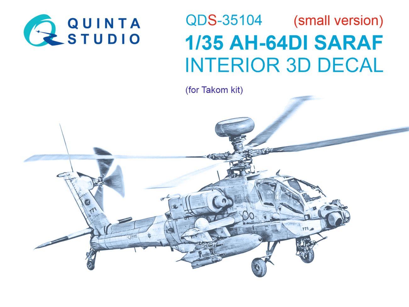 1:35 AH-64DI Saraf 3D-Printed & coloured Interior on decal paper