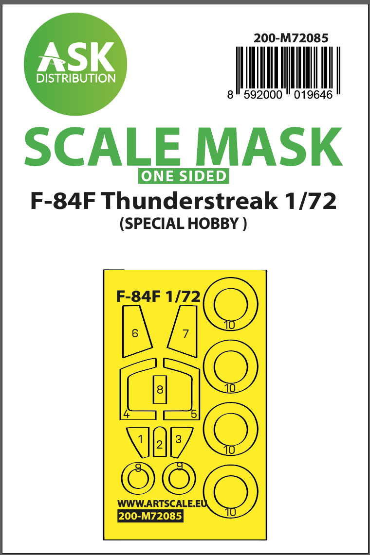 1:72 F-84F Thunderstreak one-sided express fit mask for Special Hobby