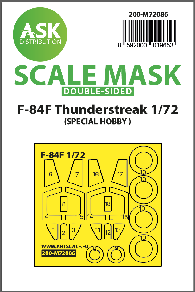 1:72 72 F-84F Thunderstreak double-sided express fit mask for Special Hobby