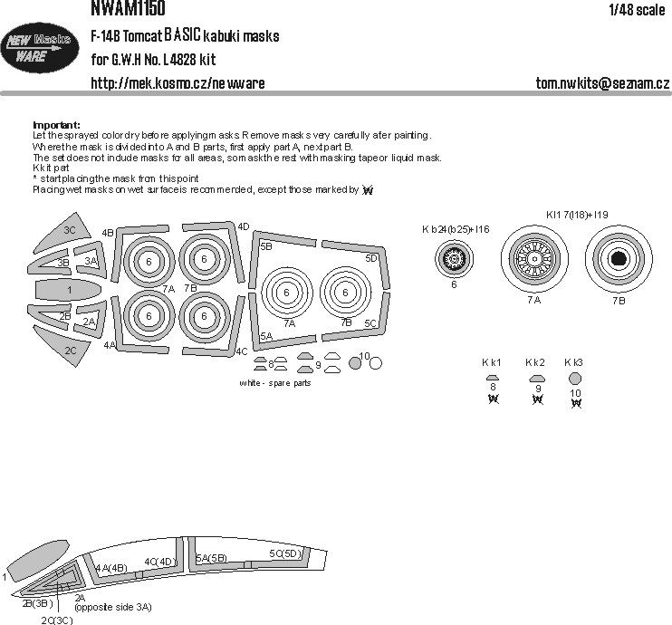 1:48 F-14B Tomcat BASIC kabuki masks