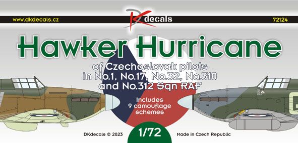 1:72 Hawker Hurricanes of Czechoslovak pilots (Nos.1, 17, 32, 310 & 312 Sq.)