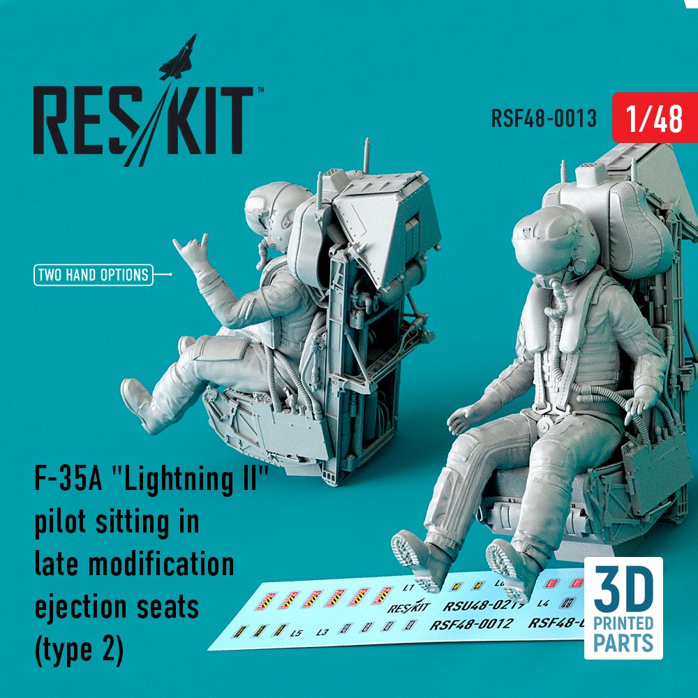 1:48 Lockheed-Martin F-35A Lightning II pilot sitting in late modification ejection seats (type 2)