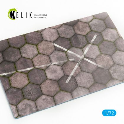1:72 HEXAGONNAL CONCRETE PLATES FOR AIRCRAFT AND HELICOPTERS BASE - ACRYLIC 3 MM (280 X 180 MM) (170 G)