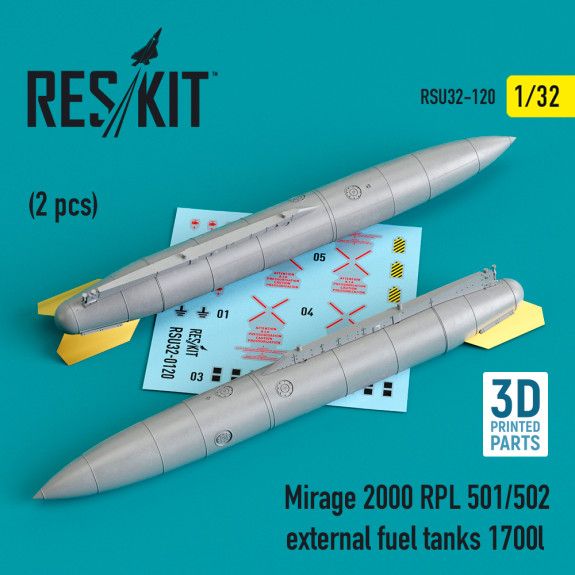 1:32 MIRAGE 2000 RPL 501/502 EXTERNAL FUEL TANKS 1700LT (2 PCS) (3D PRINTING)
